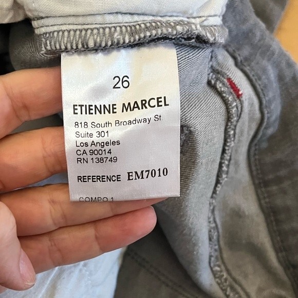 Etienne Marcel Ankle Zip Skinny Jeans Light Gray Red Zipper Style 26 - Picture 12 of 13